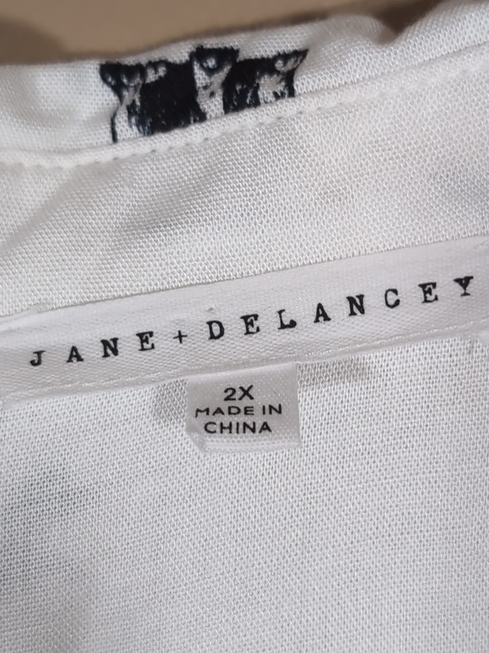 Jane + Delancey Dogs Shirt Blouse Size 2X Button Down Hi Low White Black - Picture 3 of 9